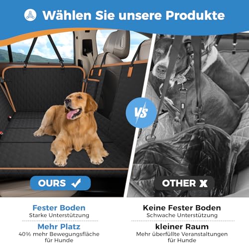 MyeMdan Hundedecke Auto Rücksitz, wasserdicht, Kratzfest Hunde-Autositz Rücksitz, mit 8 stabilen Hartholzplatten, für die meisten Autos, SUVs