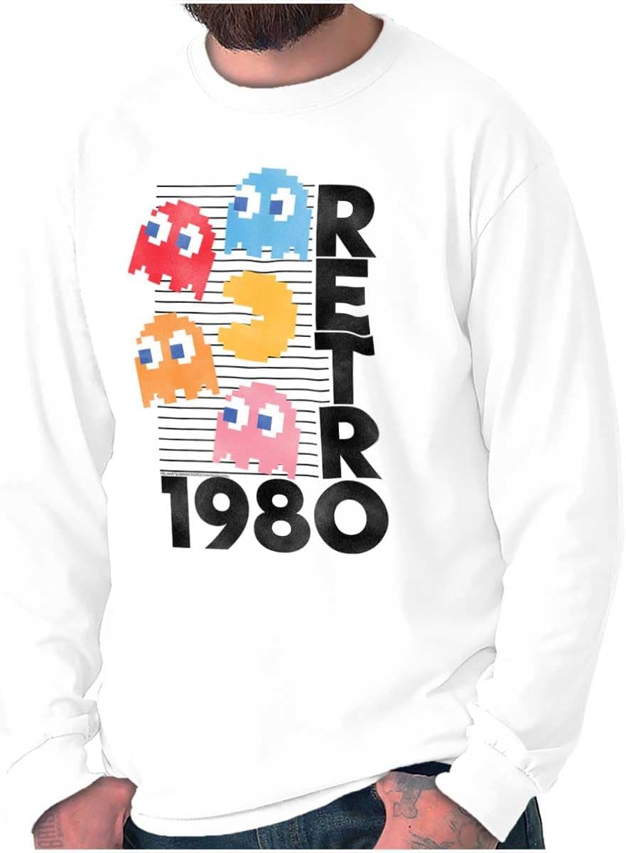 Retro Pacman Arcade Game Characters Long Sleeve Tshirt Men Women