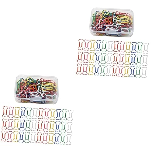 Operitacx 2 セット 60個 骨のクリップ マルチカラー ファイル クリップ なクリップ ノベルティペーパークリップ ブックマークペーパークリップ ブックマーク クリップ しおりピン