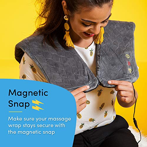 Vibration Massage Wrap with Subtle Heat | Adjustable Intensity, Soft Fabric | Shoulder Massage, Relieves Neck, Upper Back, Shoulder Tension | Gray - Thumbnail 6