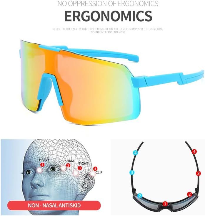 Miniatura 6 de SANPLMG UV400 Paquete de 2 gafas de sol deportivas sin marco para niños y niñas, ciclismo, béisbol, golf, jóvenes, gafas de sol deportivas