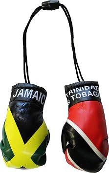 Flagline Jamaica and Trinidad and Tobago Flag Novelty Mini Boxing Gloves with Black Plastic Snap Connection