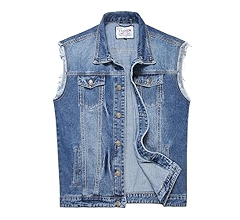 Ginsiom Men's Denim Vest,Sleeveless Jean Jacket Ripped
