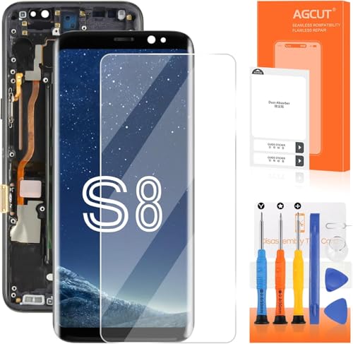 TFT for Samsung Galaxy S8 Screen Replacement for Display Samsung S8 LCD for S8 LCD Digitizer G950 SM-G950F SM-G950U Screen Touch Assembly Repair Kits with Frame(No Fingerprint)