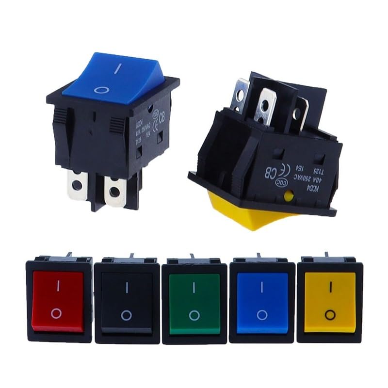 POWTAXBJGD KCD4 Welding Machine Switch Ship Type with High Current 40A 250V AC Oven Furnace Heater Switch 4PIN(Green)