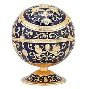 Stamped Pattern asbak, draagbare ronde bal vintage winddichte asbak met deksel voor buiten thuis thuis hotel…