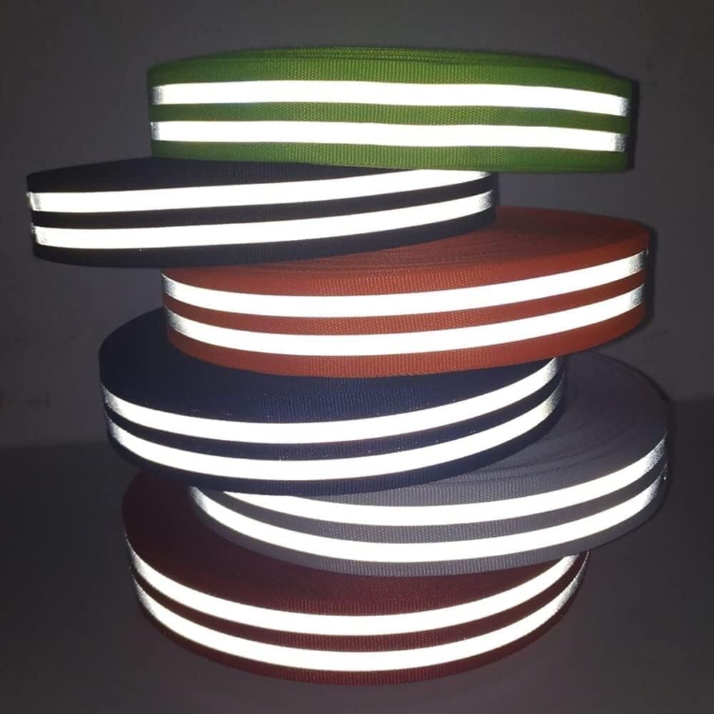 Reflektierendes Band,Reflektierendes Gurtband, 50 Meter 2,5 cm reflektierendes Polyester-Gurtband mit gut sichtbarem Reflektorstreifen, reflektierendes Sicherheitsband aus Stoff for Aufnähen, Warn- un