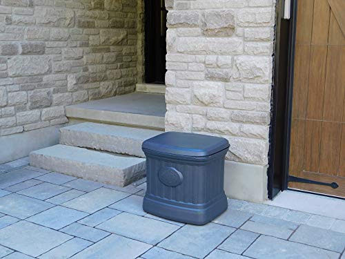Image of FCMP Outdoor - 26 Gallon Ice Melt Outdoor Storage Bin Container for Sand, Salt, Gardening Supplies, Animal Bird, Bird Seed, and More, Granite Gray