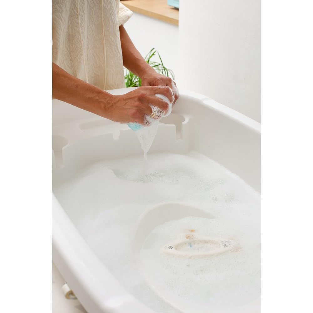 Interbaby Bañera Bebé Cambiador Plegable Patas, Ruedas, Hamaca (Dino) | Bañera con cambiador 2 en 1, hamaca anatómica extraíble, patas antideslizantes, altura ergonómica, portátil