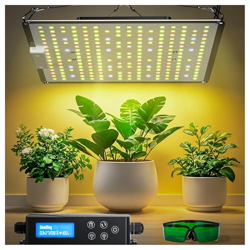 Grow Lampe 600W Pflanzenlampe Led Vollspektrum 256 LEDs Dimmbar Vollspektrum Pflanzenlicht für Zimmerpflanzen 1H-23H Timer Pflanzen Lampe Plant Growing Light für Growzelt 60x60cm