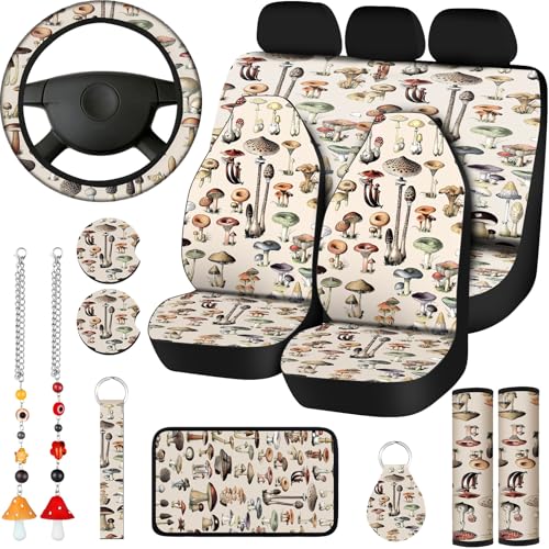 Riakrum 17 Pcs Mushroom Car Seat Covers