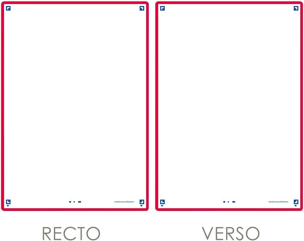 Oxford Flash 2.0 Pack of 50 Bristol Revision Cards A5 Format (14.8 x 21 cm) Plain White Front/Back – Red Frame
