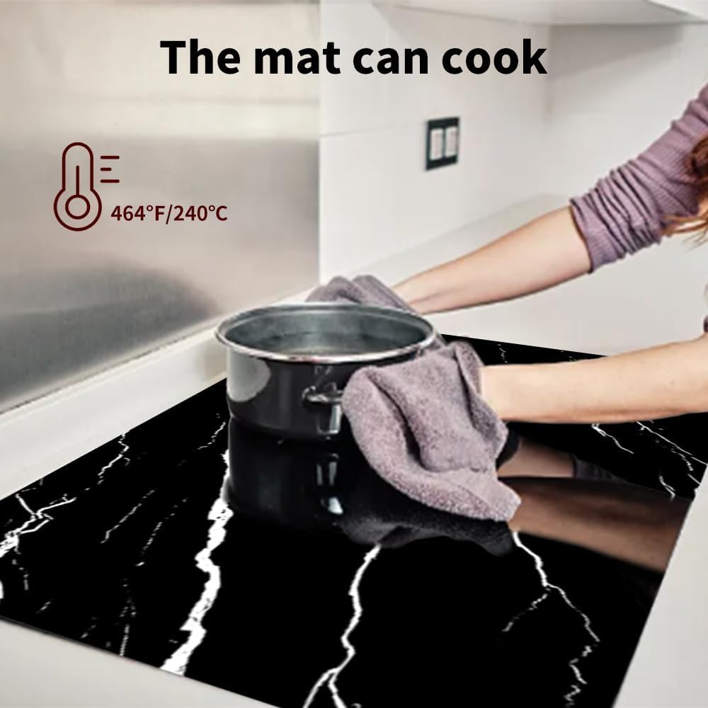 Induction Hob Protector Mat 78x52cm Large Induction Hob Cover Mats for Electric Stoves Kitchen Worktop Countertop Mat Scratch-Proof Heat Resistant Stove Cover Multifunctional Silicone Mats