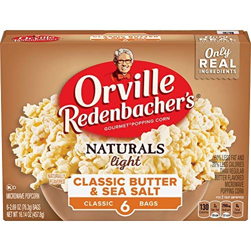 Orville Redenbacher's Naturals Light Classic Butter & Sea Salt Popcorn, Classic Bag, 6