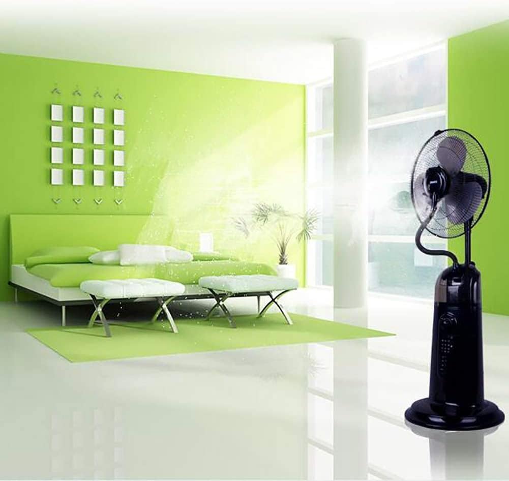 Mist Humidifition Cooling Fan,Oscillating Pedestal Spray Fan with 3 Speed,Misting Standing Fan with Timing, Ideal for Patios,Office,Shop,Factory