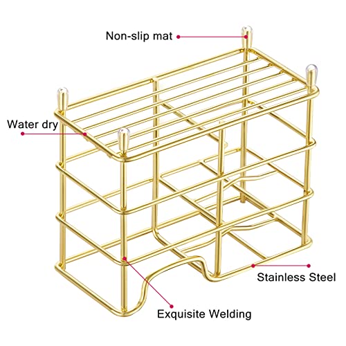Hblife Small Toothbrush Holder For Bathroom, 5 Slots Gold Stainless Steel Bathroom Accessories Organizer For Small Spaces #TOP2