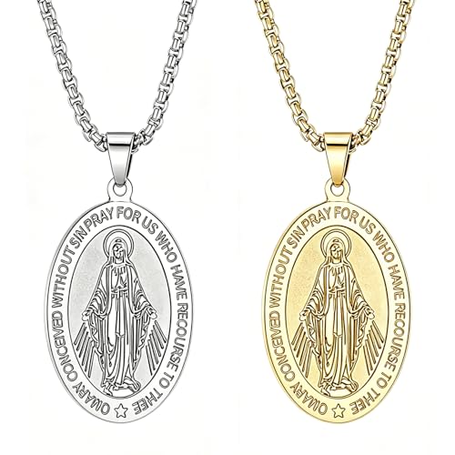 Collier Vierge Marie lot de 2 pendentifs protecteurs à offrir en cadeau