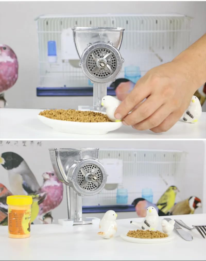 Mały ręczny granulator, przynęta na ryby, karma dla ptaków, karma dla papug, kurczak, kaczka, kot, pies, królik, karma dla szczurów, domowe narzędzie do granulacji do użytku domowego (srebrzysty