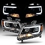 ACANII - For Black 2015-2019 Chevy Colorado LED Tube DRL Dual Projector Headlights Headlamps Driver + Passenger Side