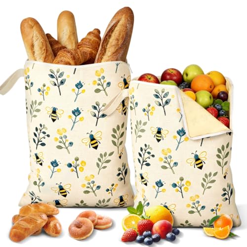 2 Packs Beeswax Bread Bags for Homemade Sourdough Bread With Zipper Sealing | 17''x13'' Natural Beeswax Coating Keeps Bread Fresh Longer,Reusable Organic Linen Cotton Bag, Freezer Safe & Portable - image 1