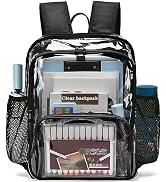 KUI WAN Clear Backpack - Heavy Duty PVC Stadium Approved Transparent Bag For College & Events | 17x12x6 Inches