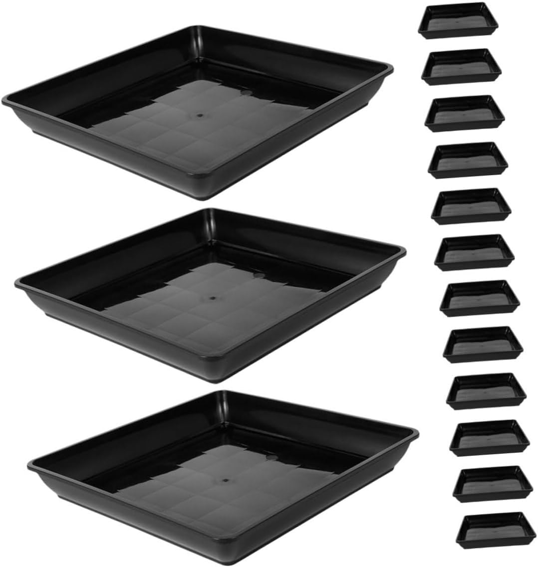 POPETPOP 15pcs Square Plant Saucers Flowerpot Water Trays Thickened Plastic Planter Water Catcher Trays for Indoor and Outdoor Succulent Pots