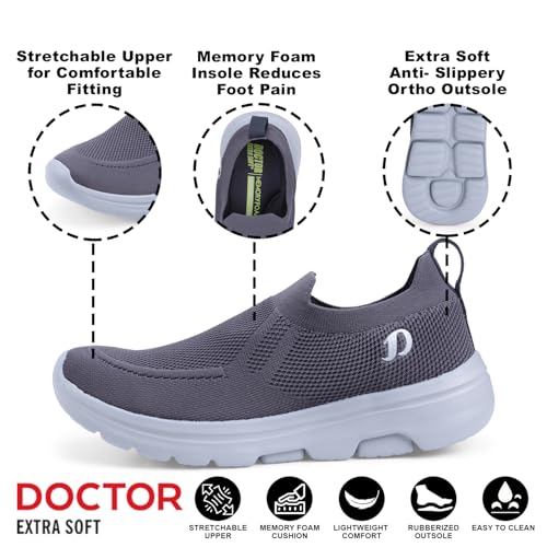 Image of DOCTOR EXTRA SOFT Men's Sports Shoes with Memory Foam Cushioned Insole| Running Walking Gym Training Jogging Athletics| Comfortable & Stylish| Casual & Lightweight|Slipon Sneaker Gent's & Boy's ART-2008