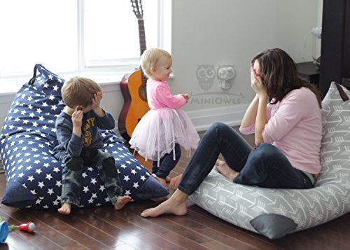 MiniOwls Stuffed Animal Toy Storage Bean Bag Chair Cover US Navy Blue with Stars – Great Organizing Tool for Kids (100L/26gal)