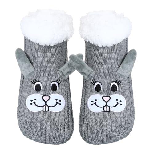 Image of ZYZX Cute Animal Slipper Socks for Women with Grips,Fuzzy Socks Indoor