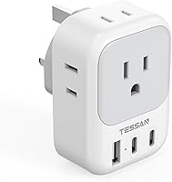 Vista 16 de TESSAN Adaptador de enchufe de viaje para Italia, adaptador tipo L para viaje con 4 tomacorrientes, 3 USB (2 USB-C), adaptador de corriente para EE.