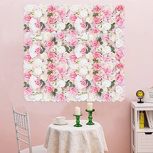 Pauwer Flower Wall Panel 2 Pack Of 16 X 24" Artificial Flower Panels For Backdrop Handmade Flower Wall Panels Wall Decor Flower Decoration For Party Wedding Bedroom (Pink) #TOP6