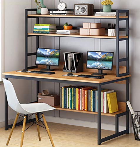 Lovinouse 2 in 1 55 Inch Computer Desk with Hutch, Modern Study Table Writing Desk with Bookshelf, PC Laptop Home Office Table Workstation for Small Spaces - Thumbnail 5