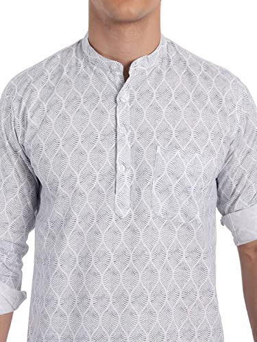 Image of Majestic Man Men's Cotton Regular Fit Short Printed Designer Kurta