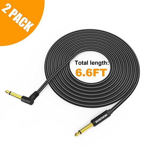 Câble guitare électrique et basse 2m double pack nylon tressé noir - 7