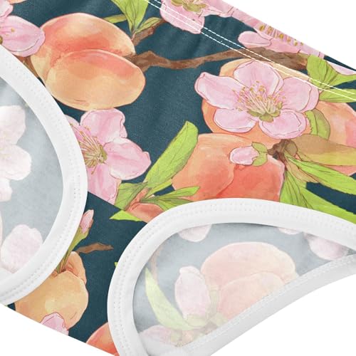 Wusikd Peach Fruit Peach Blossoms Girls' Underwear Cotton Girls Briefs Soft Toddler Underwear 2T4