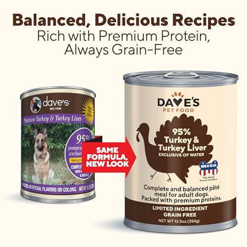 Daves-Pet-Food-Grain-Free-Wet-Dog-Food-95-Turkey-Turkey-Liver-Made-in-USA-Single-Source-Protein-Limited-Ingredients-Added-Vitamins-Minerals-125-oz-Cans-Case-of-12