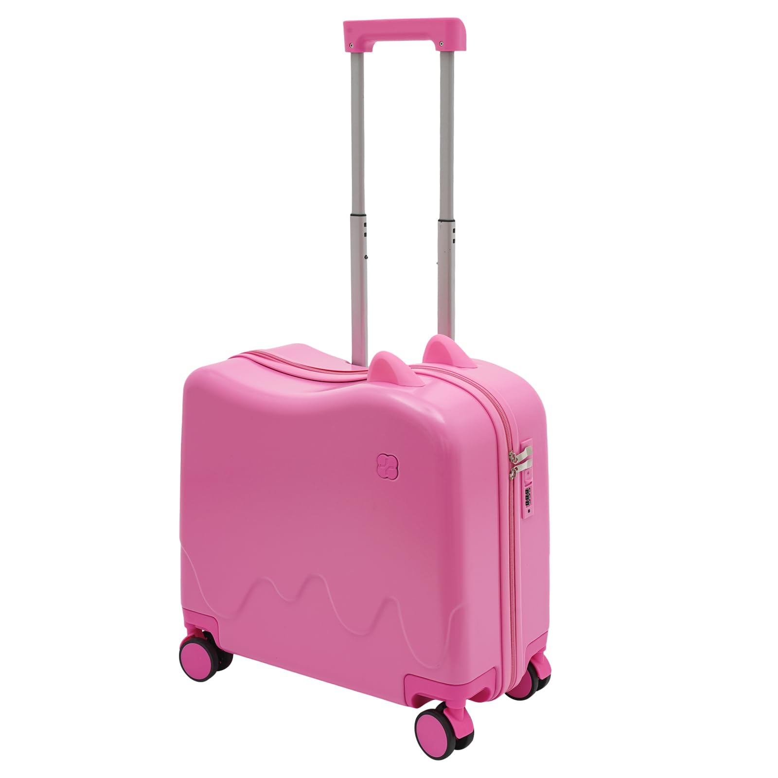 BAIODNB 18" Kids Ride-on Travel Suitcase, Tollder Rolling Luggage Kids' Carry On Suitcase with Wheels, Children's Trolley Luggage for Aged 1-6 (Pink)