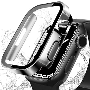 【2022改良モデル】DYAOLE Apple Watch 用 防水ケース 3D直角エッジデザイン 49mm 45mm 44mm 41mm 40mm アップルウォッチ カバー 防水 対応 apple watch series 8/Ultra/7/se/6/5/4 PC素材 軽量 頑丈 耐衝撃 指紋防止 傷防止(45mm，光沢のブラック)