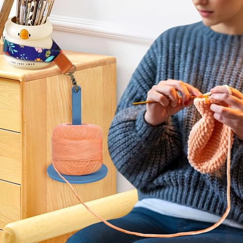 Image of Dasonwin Wrist Yarn Holder for Walking & Travel, Portable Tangle-Free Spindle, Lightweight Hanging Dispenser, Crochet Gift (Blue)