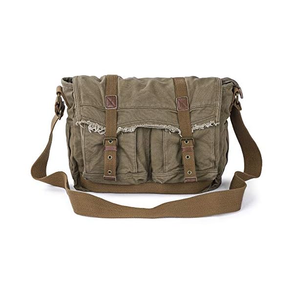 Gootium Canvas Messenger Bag Vintage Shoulder Bag Frayed Style Boho