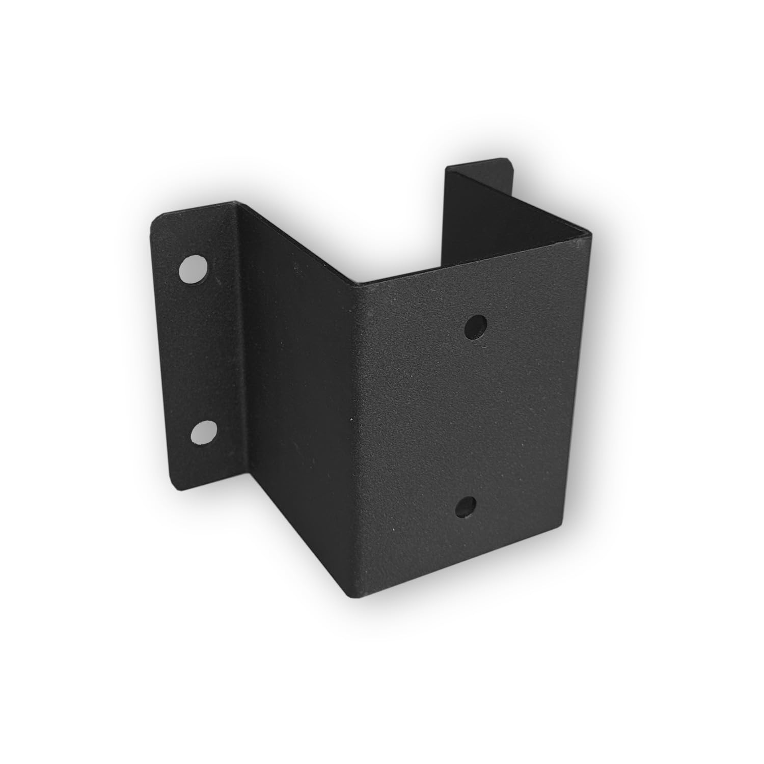 Black 5-Inch / 125mm / 5" Fence Post Wall Fixing Bracket – Textured Steel Mount for Square Posts – Heavy-Duty UK Made - for Pergolas, Gates & Fencing