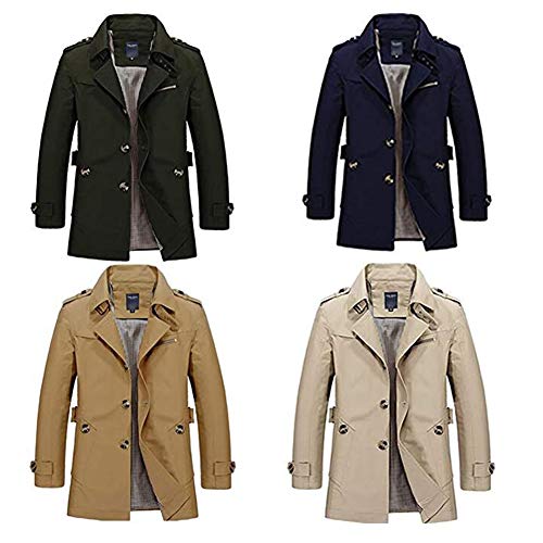 ZUEVI Mens Trench Coat Single Breasted Lightweight Jacket Slim Fit3