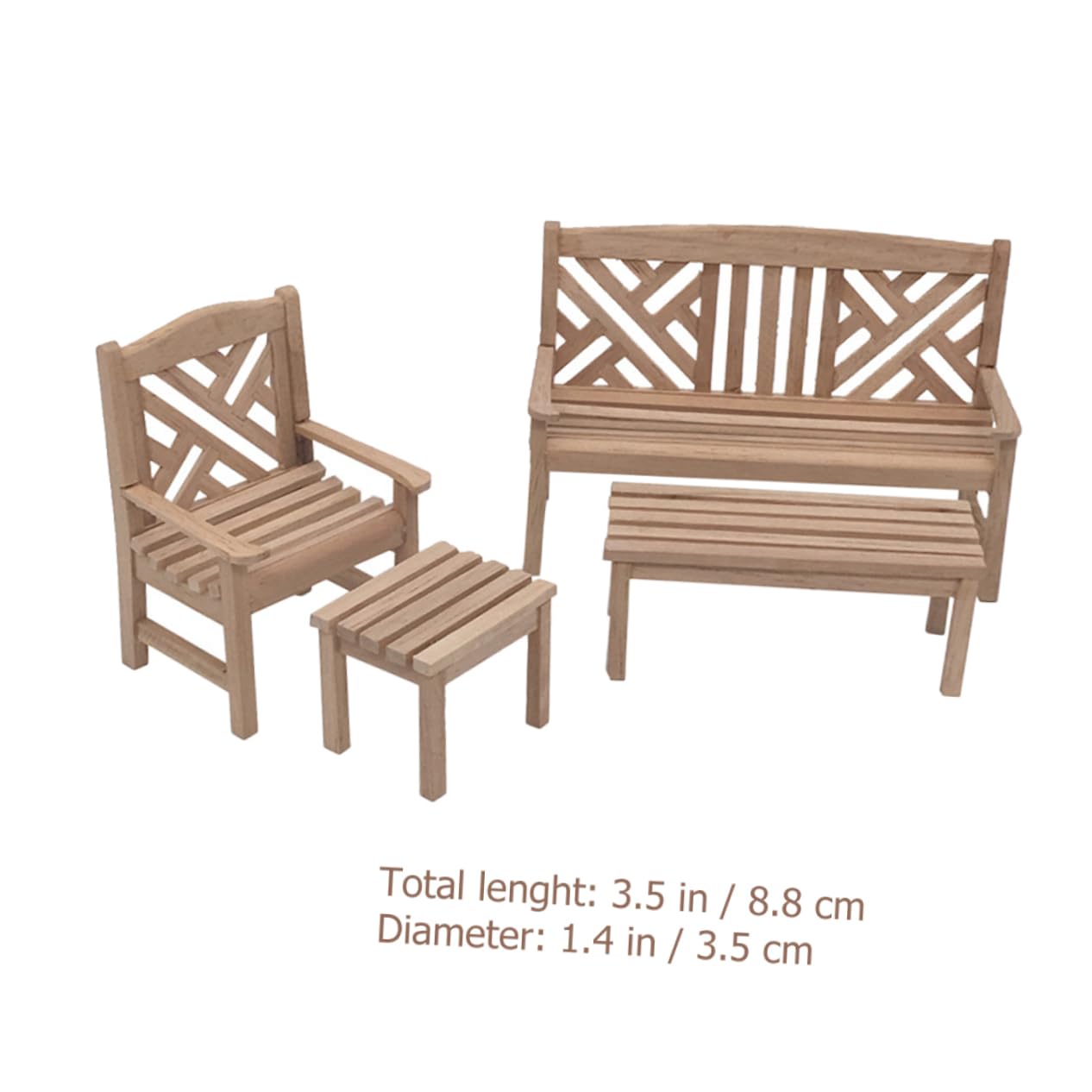 BESTonZON 2ensembles Meubles Miniatures pour Jardin Table Longue Banc Chaise Fauteuil Décoration pour Maison De Poupée Et Collection Ornements