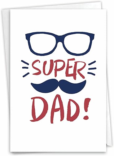 NobleWorks Dad Graphics - Super C10344FBFG Tarjeta de felicitación de cumpleaños para padre con sobre de 5 x 7 pulgadas (1 tarjeta)