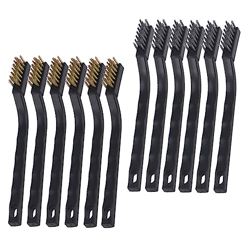 Garneck 12pcs Scratch Wire Brush Set Stainless Steel Wire Brush for Motor Door Window Cleaning