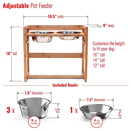 Adjustable Height Elevated Dog Bowls for Large Dogs by Pawfect Pets- 12”, 14”, or 16” Tall Raised Dog Bowl Stand with… - Image 5
