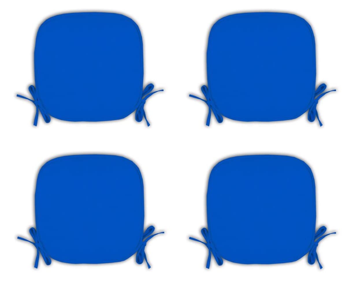 Dazzle Collection Chair Seat Pads for Home Dining Room Kitchen Office Garden Patio Chairpads Extra Soft Cushion with Tie 38x38cm (Royal Blue, 4)