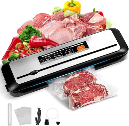INKBIRD Automatic Vacuum Sealer Machine with Built-in Cutter and Starter Kit for Food Preservation - Food Vacuum Sealer for Sous Vide and Food Storage,One-Touch LED Sealing for Dry & Moist Food Modes