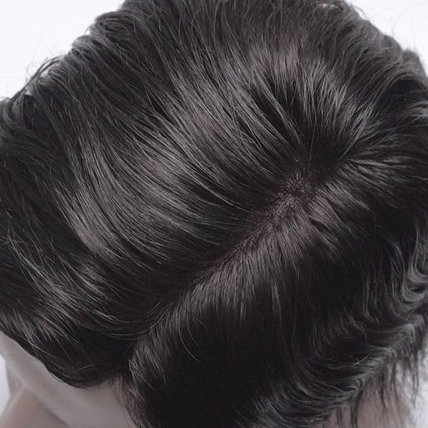 Image of Harezo Hair patch for men, Hair wig for men, Monofilament, 100% natural human hair, Durable & Easy To Self-Service, Easily attach with glue tape and clip, (9x6, Natural Black)