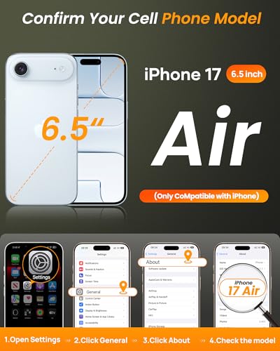 Image of for iPhone 17 Air Case Wallet with Stand & Phone Lanyard Crossbody (2X Phone Tabs) & Card Holder & Camera Cover, Military Grade Drop Protection Phone Case for iPhone 17 Air 6.5 inch 2025, Black